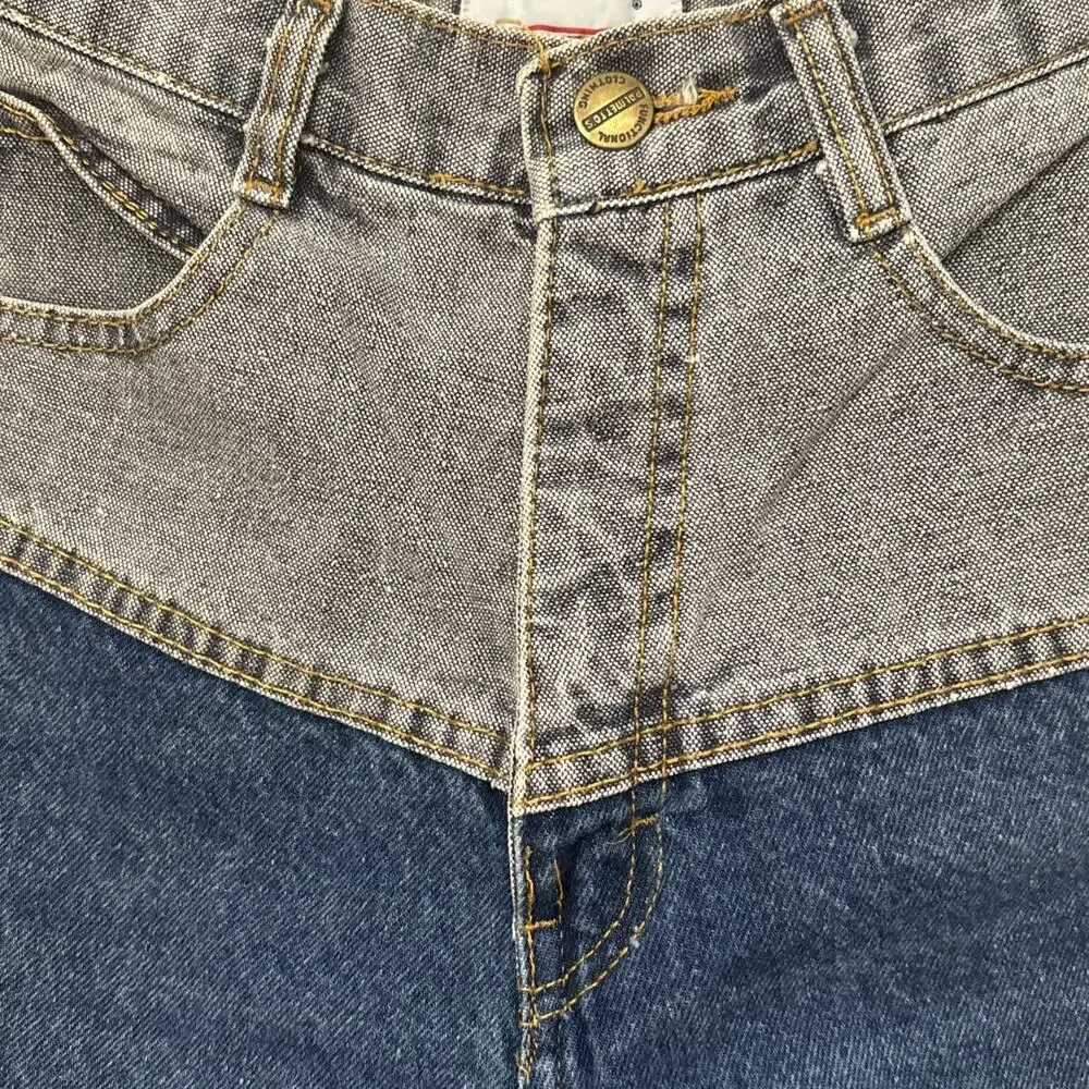 Vintage 90s Palmetto High Rise Jeans Women 9 Color block Tapered USA Cotton - Picture 3 of 11